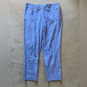 7th Avenue Design Studio NY&C Pants Womens 12 Tall Linen Blend Straight Leg Crop